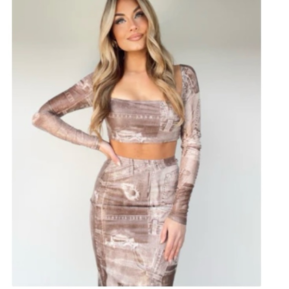 Brown Patterned Women's Skirt